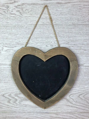 Shabby Chic Wooden Heart Shaped Hanging Blackboard  - Image 1 of 4
