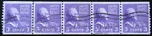 U.S. Used Stamp Scott #842 3c Prexie Line Pair Strip/5. Superb. A Gem! - Picture 1 of 2