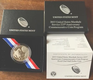2015-S US Marshals 225th Anniversary Proof Commem CN-Clad Half Dollar USM/OGP - Picture 1 of 6