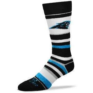 Carolina Panthers Football Women's Soft Stripe Crew-Length Fuzzy Socks - Picture 1 of 1