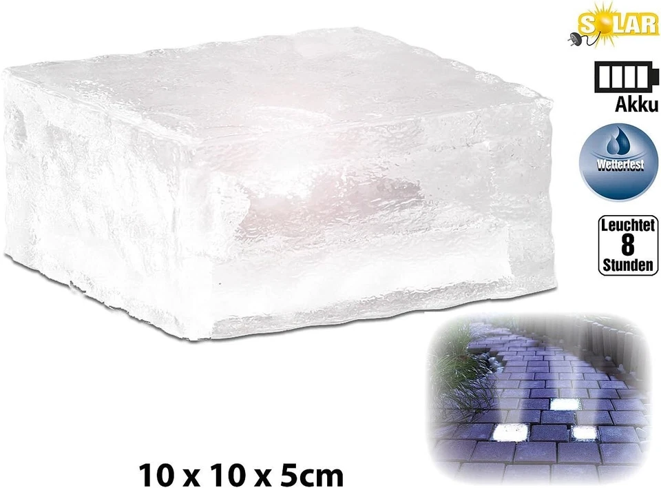 Lunartec LED Pflasterstein Solar: Solar-LED-Glasbaustein mit Lichtsensor - Bild 1 von 1