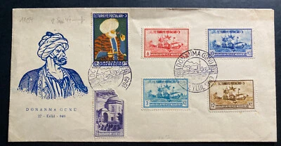 1949 Turkey First Day Cover FDC Donanma Gunu Sc#869-74 Barbarossa II Death Anniv - Image 1 of 2