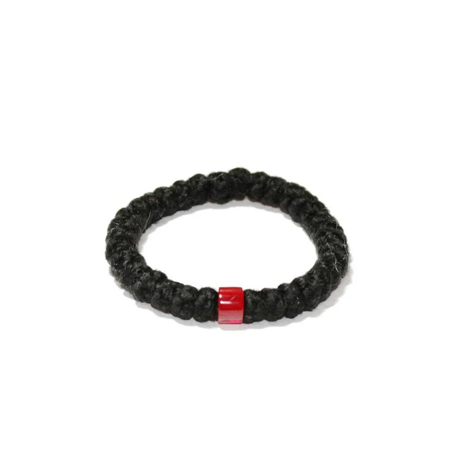 Prayer Rope 33 knots wool Red beads with Holy anointing oil - chotki -komboskini