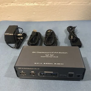 KVM Switch 2 Monitors 2 PC 8K@60Hz DP 1.4 KVM Switches USB 3.0 - Afbeelding 1 van 9