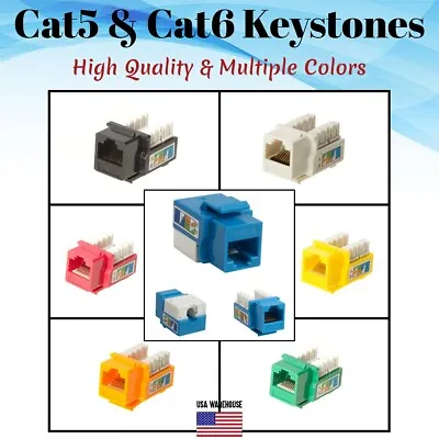 Keystone Jack Cat5e Cat6 UL Listed Network Ethernet RJ45 8P8C 110 Punch Down Lot • 90.99$