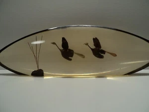 lovely 12" acrylic paper weight .folk art hand made. (2 geese in flight) made fr - Picture 1 of 5