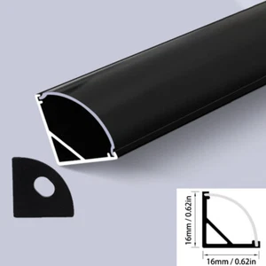 V Shape Black LED Diffuser Channel System Aluminum Profile for LED Strip + Cover - Picture 1 of 7