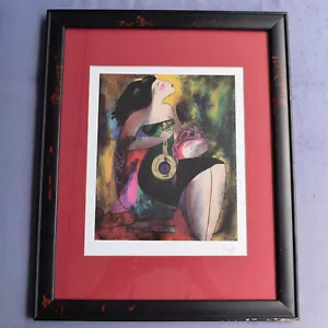 Laúd Linda Le Kinff Note d'Or Seriolitografo en Color Firmado Enmarcado Mate Mujer - Imagen 1 de 12
