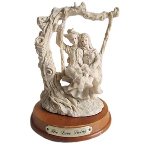 The Love Swing White Vintage Ornament With Wooden Base 6.5" - Picture 1 of 9