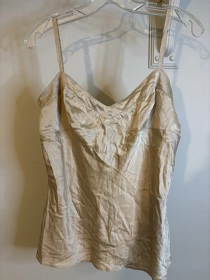 Camiseta sin mangas de seda beige EXPRESS de colección Y2K años 90’s  Foto 1 de 4