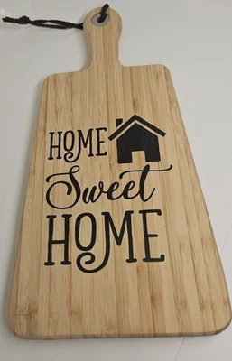 Tabla de cortar de bambú "Home Sweet Home" casa de regalo calentamiento Foto 1 de 4