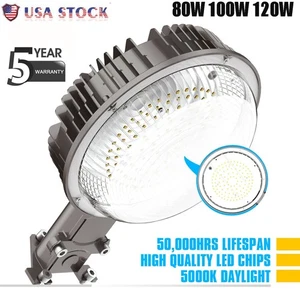 80W 100 120W LED Light Dusk to Dawn with Photocell Yard Barn Security Area Light - Picture 1 of 14