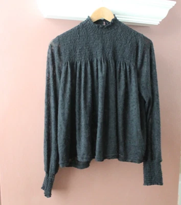 Anthropologie Deletta 黑色蕾丝高领上衣,缩褶细节 - XS  — 第 1/3 张图片