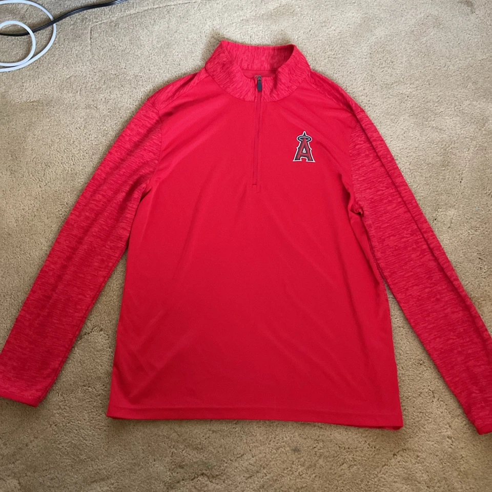 Anaheim Angels Jacket Mens Medium Red Majestic Coolbase 1/4 Zip Pullover MLB - Image 1 of 1