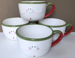 Set 4 8 oz Dept 56 Santa Face Christmas Mugs Punch Cups Eggnog Glogg Coffee Tea - Picture 1 of 10