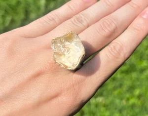 Rough-Cut Citrine Ring – Size 8 – Solid .925 Sterling Silver – MSRP $195.00 - Picture 1 of 4