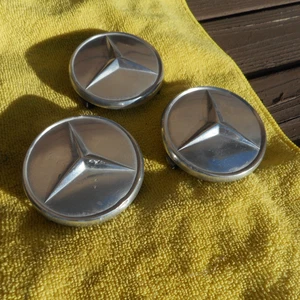 OEM 14” Mercedes 450 380 SL SLC 107 114 113 Bundt Wheel Aluminum Center Caps (3) - Picture 1 of 7
