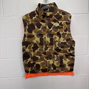 Vintage Raewiks Reversible Vest Mens Orange Duck Camo Hunting Snap Button M - Picture 1 of 23