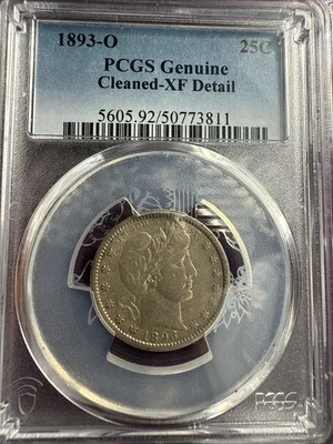 US 1893-O NEW ORLEANS BARBER SILVER QUARTER  PCGS Extra Fine - Image 1 of 4