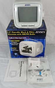 VINATGE JENSEN PORTABLE B&W TV RADIO 5" SCREEN J56-BWR BATTERY POWERED WALL CORD - Picture 1 of 10