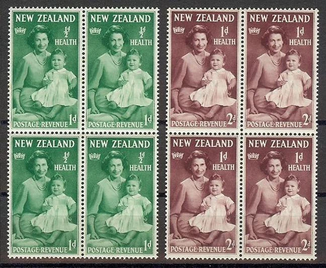 Nueva Zelanda 1950 Sc# B36-37 Set Princesa Isabel Príncipe Chares bloques 4 MNH Foto 1 de 1