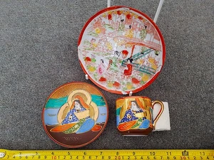 Vintage Japanische Satsuma Stil Dimatisse Tasse & Untertasse + Kutani ? eierschalen untertasse - Bild 1 von 10