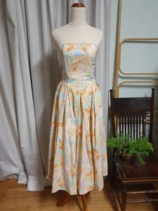 Laura Ashley Great Britain Vintage Strapless Boned Sun Dress With Pockets Size S - Picture 1 of 17