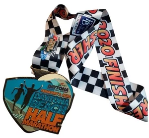 2020 Daytona Beach Halbmarathon Finisher Medaille mit Band großer Lauf Laufen - Bild 1 von 2