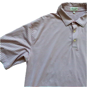 Peter Millar Sommer Comfort Polo XXL rosa weiß gestreift Golfshirt Logo - Bild 1 von 6