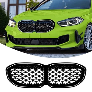 Front Mesh Grill With LED Light Gloss Black For BMW 1 Series F40 2019-2024 ABS - Picture 1 of 7