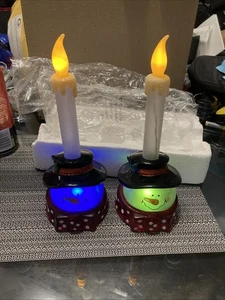 Christmas Decor Snowman Snow Woman LED Light Up Candles. Holiday Collectables - Picture 1 of 8