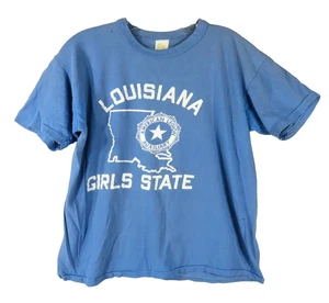 VTG American Legion T-Shirt LOUISIANA GIRLS STATE Single Stitch ‼️DAMAGED‼️sz M - Picture 1 of 7