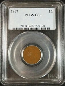 1867 Indian Head Cent PCGS G06 2088.06/16279190 Exquisite Coin Rare - Picture 1 of 12
