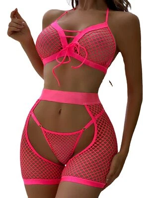 Women's Sexy Lingerie Hollow Out Sleepwear Nightwear Babydoll Underwear Bra Sets - Image 1 of 4