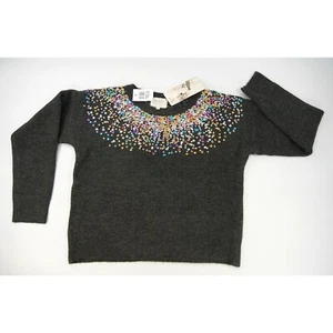 Suéter Hannah Banana Carbón Lentejuelas Joya Cuello 12 Nuevo con Etiquetas - Imagen 1 de 5