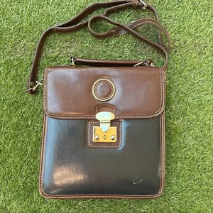 Ralph Lauren Vintage Two Tone brown/Black Leather Trim Messenger Bag - Picture 1 of 11
