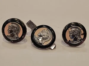 VINTAGE SWANK Spartan CUFF LINKS & TIE BAR - Picture 1 of 9