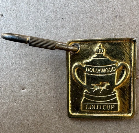 Vintage Hollywood Park Race Track Gold Cup Keychain Horse Racing Souvenir Cover