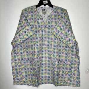 NWT Beverly Hills Uniforms Scrubs 3X PLUS SIZE - Blue Squares - Picture 1 of 8