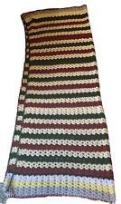 Handmade Crochet Afghan Blanket 73” x 48” Red, White, & Green Throw