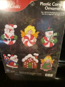 J&P Coats Plastic Canvas Starlight Ornaments 28124 Set 6 - 4"High Christmas New - Picture 1 of 3
