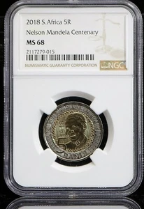 2018 5 Rand S. Africa 2018, NGC MS 68, Nelson Mandela Centenary! Free Shipping - Picture 1 of 7