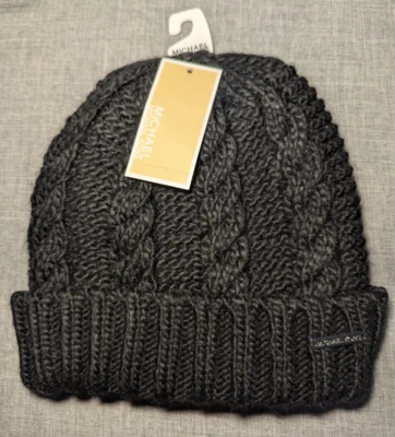 Michael Kors Cable Knit Black Beanie Fleece Lined Winter Hat NWT - Image 1 of 4
