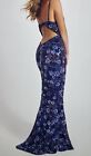 Faviana Purple/Navy Beaded Fit and Flare Prom Dress size 00