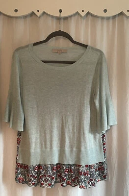 Suéter Ann Taylor Loft Azul Floral Espalda Para Mujer Manga Acampanada S Cottagecore Foto 1 de 4