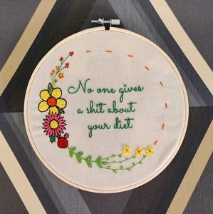 Rude Funny Sweary Craft Kit Printed Embroidery Fabric Gift Toxic Diet Culture - Picture 1 of 1