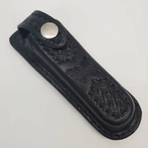 Benchmade Bali-Song Tooled Hard Leather Pouch For 4" Bladed Jody Samsons - Picture 1 of 16