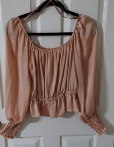 She + Sky Blouse Women’s Small Misty Pink Long Sleeve Smock Size -S - Picture 1 of 4