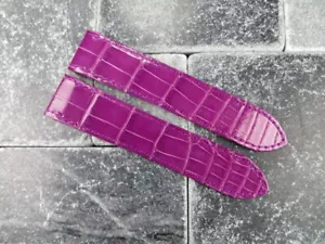 23mm Genuine Alligator Deployment Strap Purple Watch Band SANTOS 100 CARTIER - Picture 1 of 5