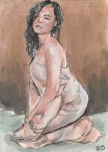 ACEO Original Painting Art Card girl Hand Painted - Picture 1 of 2